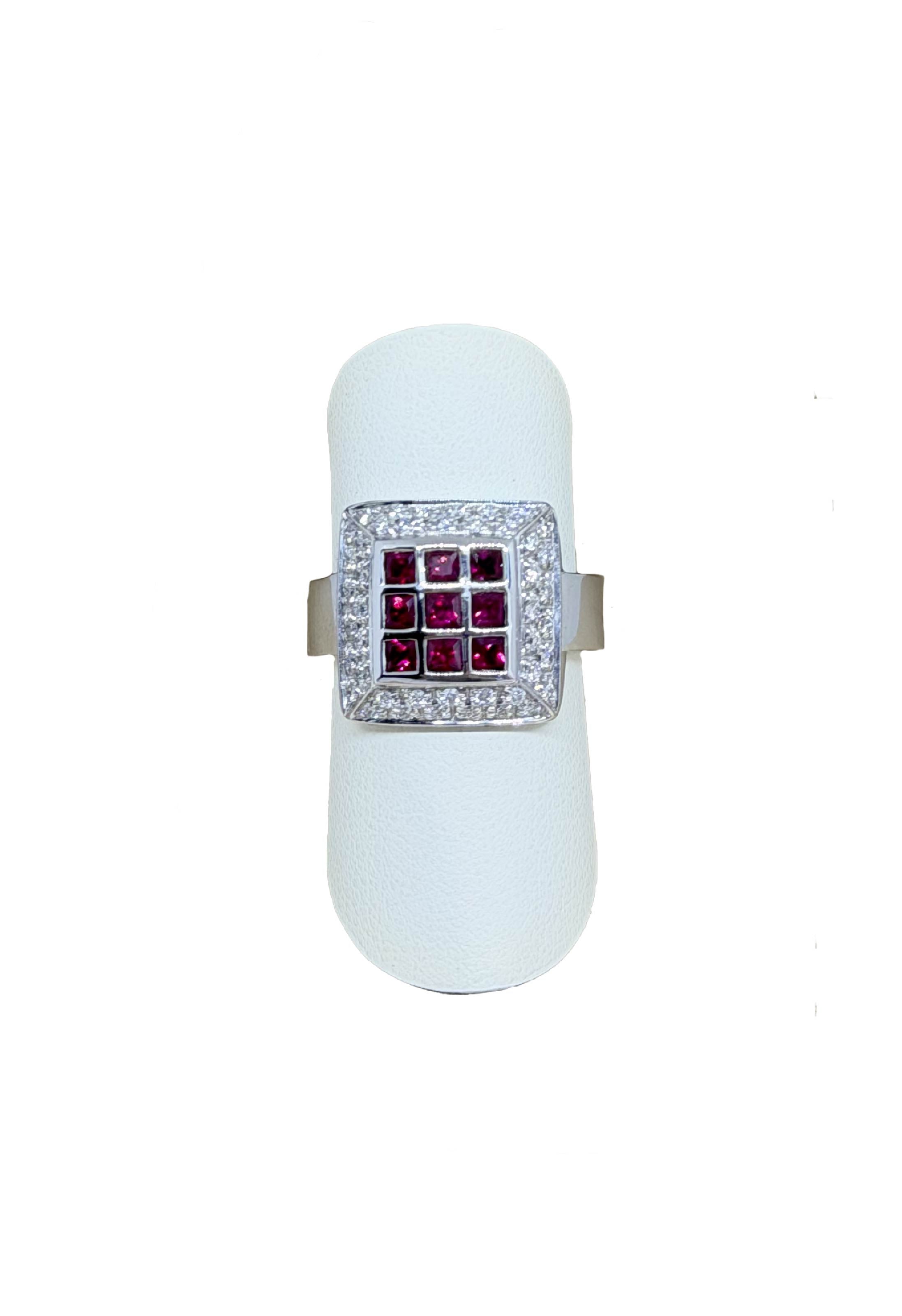 Anello oro bianco e rubini