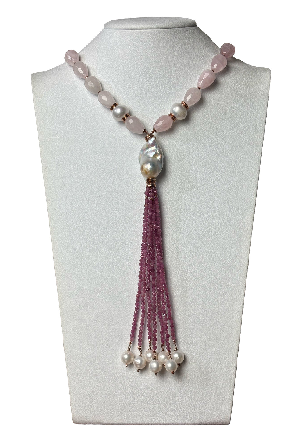 Collana quarzo rosa perle