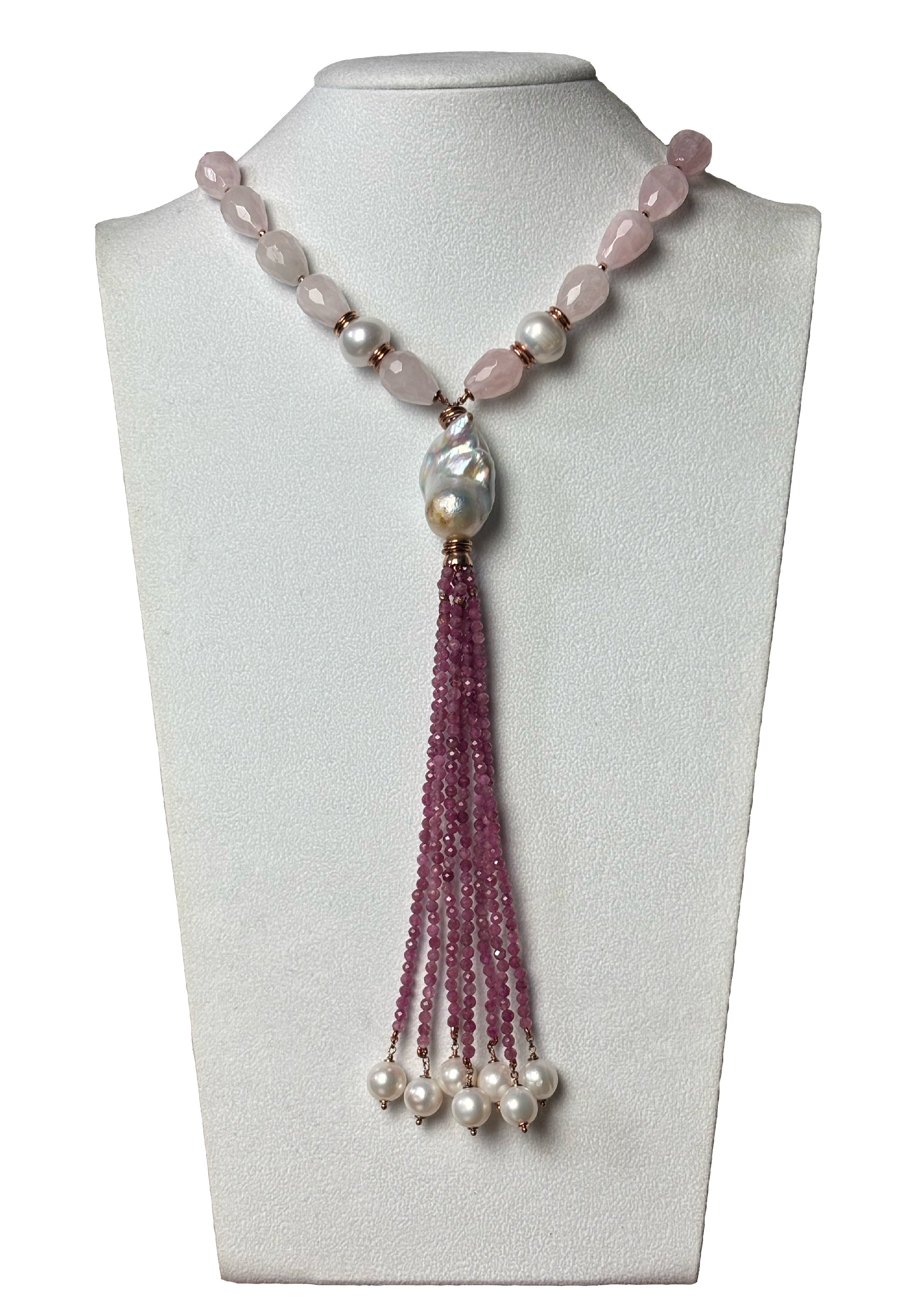 Collana quarzo rosa perle