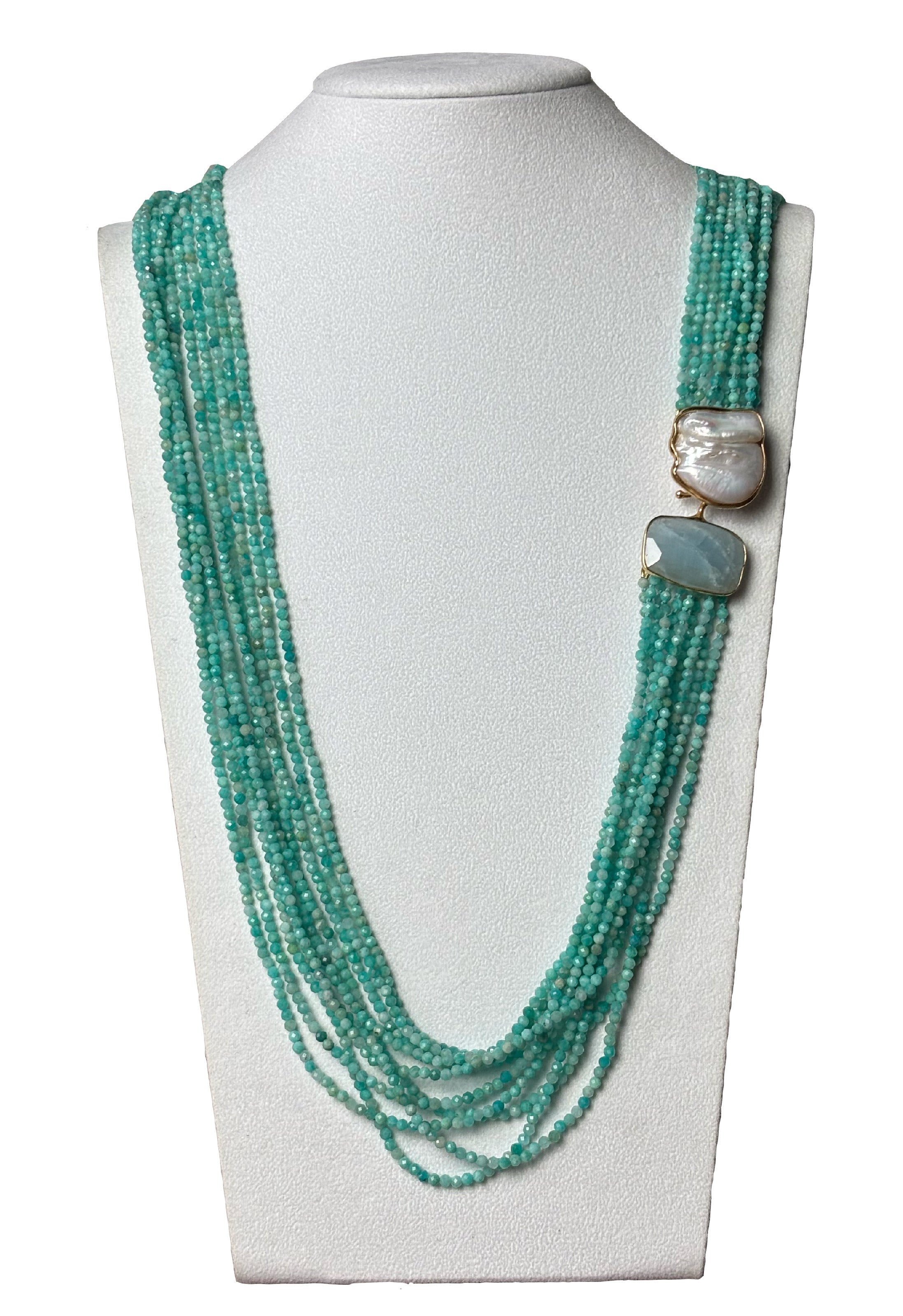 Collana amazzonite acquamarina